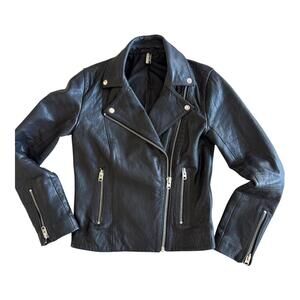 Topshop Leather Moto Jacket Black Women’s Size 4
